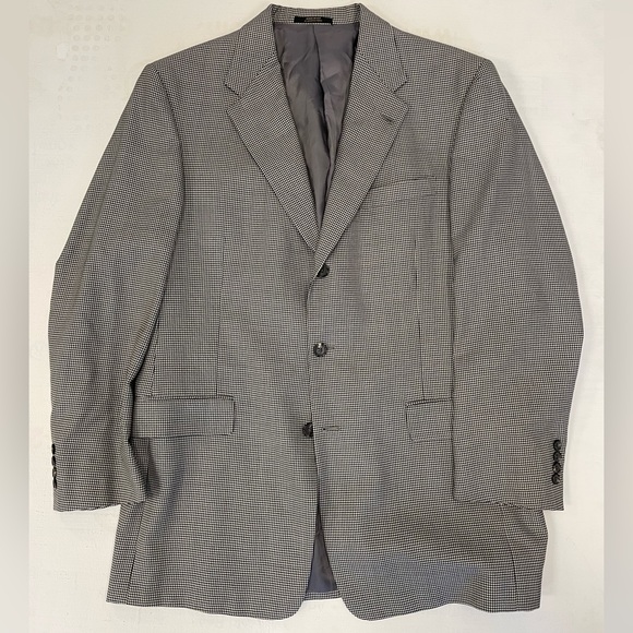 HART SCHAFFNER & MARX Gold Trumpeter Vintage Puppy Tooth Check Suit Jacket 42 R